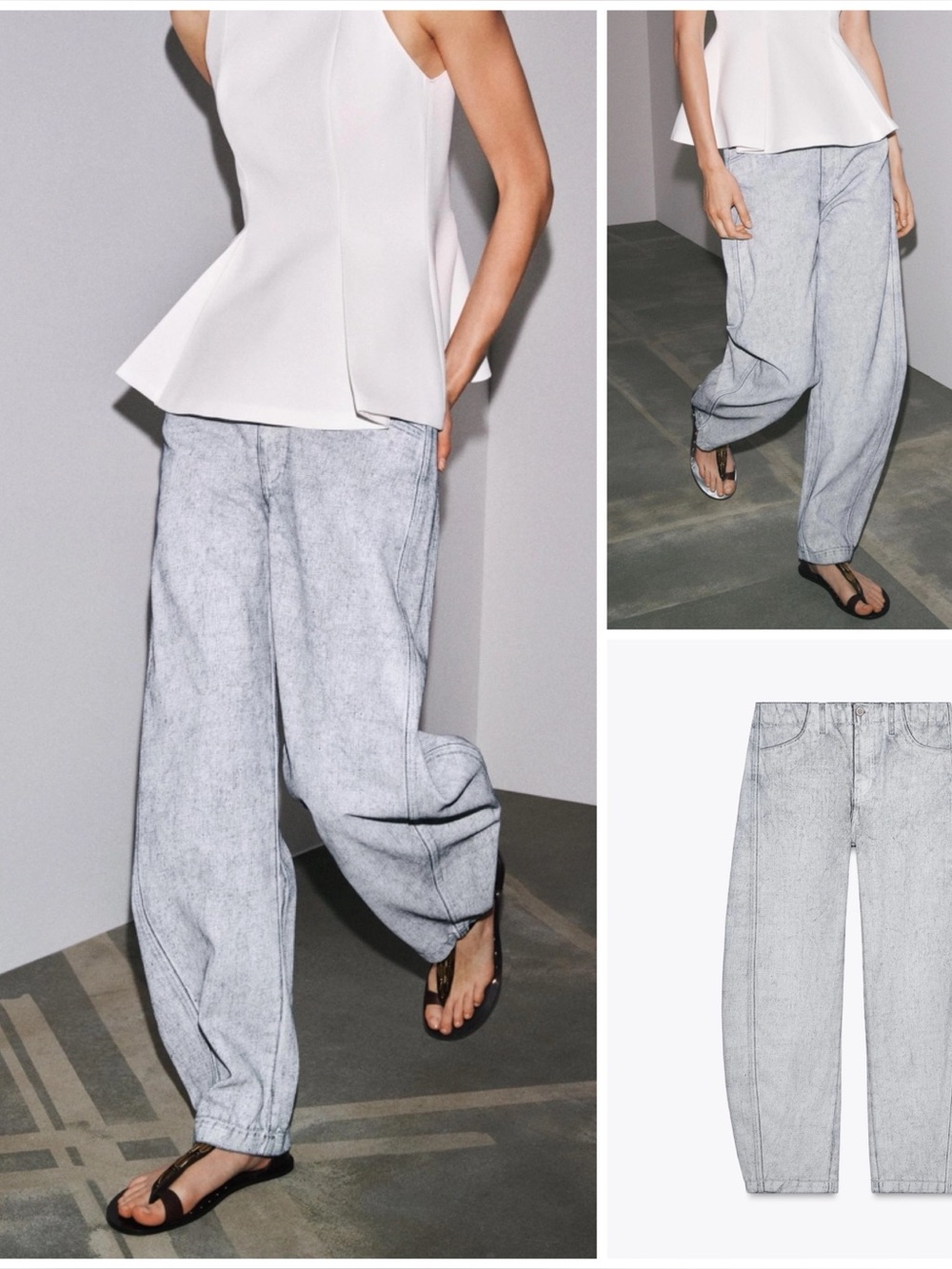 ZARA ~ ZW Collection Barrel tapered, skinny, mid-rise jeans
